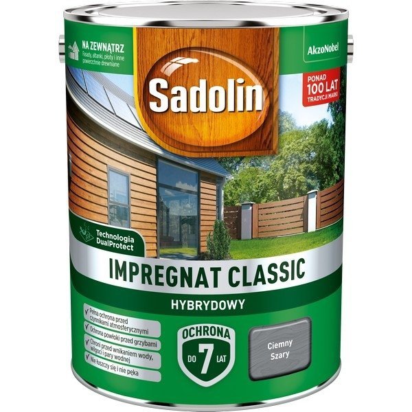 Sadolin Classic impregnat 4,5L CIEMNY SZARY drewna clasic