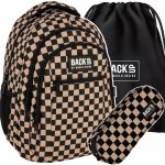 DZIEWCZĘCY PLECAK MŁODZIEŻOWY BACKUP SZKOLNY KOMPLET 3w1 SZACHOWNICA BEŻ