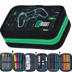 3 KOMOROWY PIÓRNIK SZKOLNY DLA CHŁOPAKA ST.RIGHT MAJEWSKI GAMING GRA GAMER