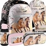 PLECAK KOŃ SZKOLNY ZESTAW 5el DO 1-3 KLASY PODSTAWÓWKI DLA DZIEWCZYNY HORSE