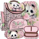 TORNISTER z PANDĄ SZKOLNY ZESTAW 3w1 DLA DZIEWCZYNY Z MISIEM DO 1 KLASY