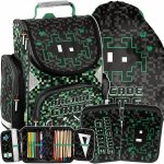 ZESTAW 3w1 TORNISTER SZKOLNY GAMING GAMER DLA CHŁOPAKÓW PODSTAWÓWKI PIKSELE