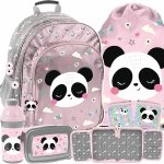 PLECAK SZKOLNY MIŚ PANDA DLA DZIEWCZYNEK DO 1 KLASY KOMPLET 5w1 z PANDĄ