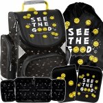 TORNISTER SZKOLNY EMOTKI SMILEY DO 1 KLAS KOMPLET 3w1 BUŹKI EMOTIKONY PASO