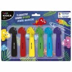 PISAKI FLAMASTRY JUMBO Z FIGURKĄ DINOZAURY 6 KOLORÓW KIDEA SZKOLNE MAZAKI
