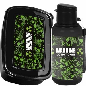 WARNING ALERT KOMPLET 2w1 BIDON ŚNIADANIÓWKA DLA CHŁOPAKA DO SZKOŁY PASO