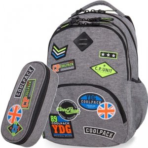 Szary CoolPack Plecak Cp Młodzieżowy z Naszywkami [B24052]