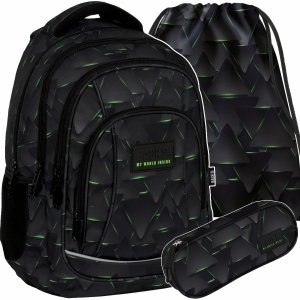 BACKUP PLECAK SZKOLNY MŁODZIEŻOWY ZESTAW 3 ele DLA CHŁOPAKA CYBER