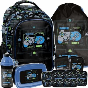 PLECAK GAMEPAD SZKOLNY GRA DO 1 KLASY PODSTAWÓWKI GAMER GAMING ZESTAW 5w1