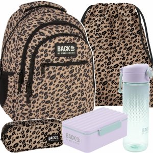 BACKUP MŁODZIEŻOWY SZKOLNY PLECAK PANTERKA KOMPLET 5el USTA DLA DZIEWCZYNY