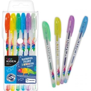 Długopisy z Brokatem Żelowe 6 Kolory Kidea dla Dzieci [DZB6CKA]