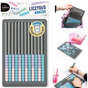 Liczydło do nauki liczenia dla dzieci szkolne płaskie plastikowe KIDEA