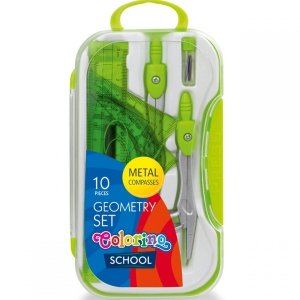 Zestaw Geometryczny 10 Elementów Colorino Cyrkiel Zielony [39699PTR]