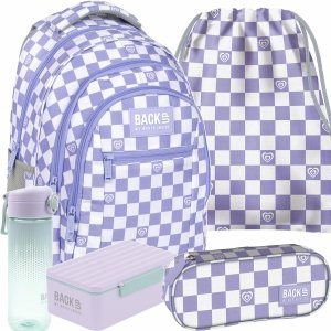 PLECAK BACKUP SZACHOWNICA MŁODZIEŻOWY DLA DZIEWCZYNY SZKOLNY ZESTAW 5ele