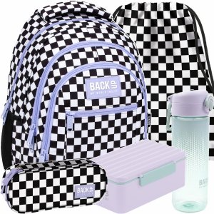 FIOLET SZACHOWNICA PLECAK ZESTAW 5 ele MŁODZIEŻOWY BACKUP SZKOLNY KRATKA