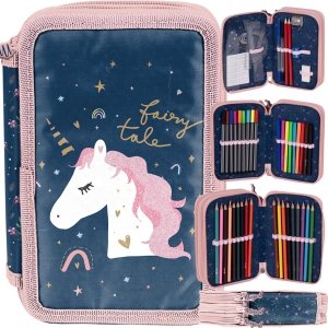 Jednorożec Piórnik z Wyposażeniem 3 komorowy Szkolny [PP23JN-023]