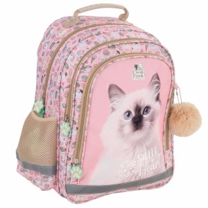 KOTEK PLECAK Z KOTKAMI DLA UCZENNIC SZKOLNY DZIEWCZĘCY DO 1 KLASY TORNISTER