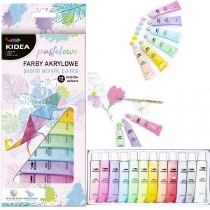 Farby Akrylowe Pastelowe 12 Kolorów w Tubkach 12ml dla Dzieci [FAAP12KA]