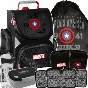 TORNISTER AVENGERS SZKOLNY CHŁOPIĘCY KAPITAN AMERYKA IRONMAN KOMPLET 5w1