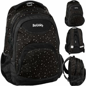 CZARNY PLECAK W KROPKI SZKOLNY BeUniq MŁODZIEŻOWY DLA DZIEWCZYNY