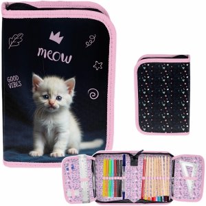 PIÓRNIK Z WYPOSAŻENIEM Z KOTKIEM SZKOLNY DLA DZIEWCZYNEK KOTEK CATS PASO