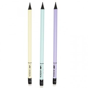 3szt Ołówek Premium Trójkątny Szkolny Hb Z Gumką Kidea [OPKA]