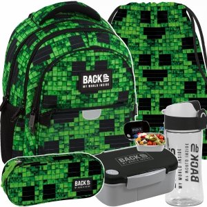 MINECRAFT PLECAK SZKOLNY MŁODZIEŻOWY BACKUP DERFORM PIKSELE GRA KOMPLET 5w1