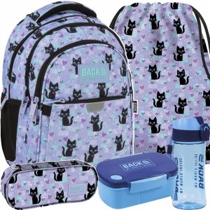 CATS KOMPLET 5ele SZKOLNY PLECAK MŁODZIEŻOWY BACKUP Z KOTKAMI SZKOLNY KOTEK