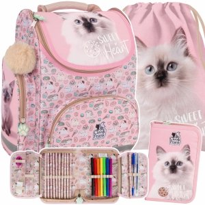 TORNISTER SZKOLNY KOTEK DERFORM ZESTAW 3w1 DLA DZIEWCZYNEK Z KOTKAMI CATS