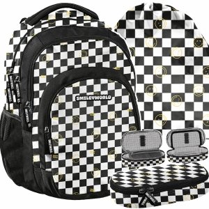 SMILEY SZACHOWNICA DUŻY PLECAK BeUniq MŁODZIEŻOWY SZKOLNY KOMPLET 3 elem.