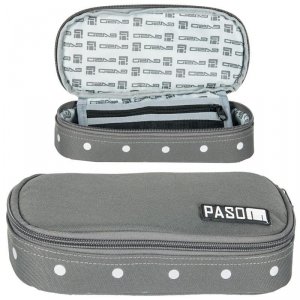 Piórnik Młodzieżowy Etui Szkolny Szary w Kropki