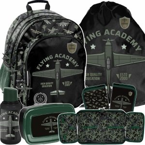 PLECAK SAMOLOTY SZKOLNY DLA CHŁOPAKA DO 1 KLASY SZKOŁY ZESTAW 5 ele FLYING