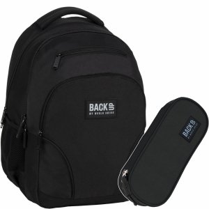ZESTAW 2w1 BACKUP CZARNY PLECAK DUŻY SZKOLNY MŁODZIEŻOWY 3 KOMOROWY