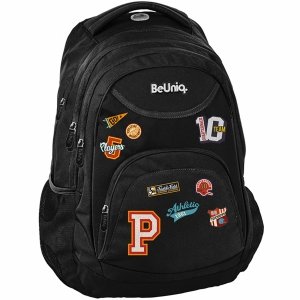 NASZYWKI PLECAK SZKOLNY CZARNY BeUniq MŁODZIEŻOWY DLA CHŁOPAKA DO SZKOŁY