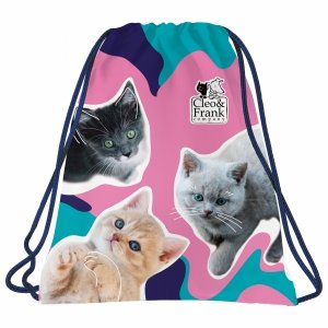 WOREK DZIEWCZĘCY z KOTKIEM NA OBUWIE KAPCIE CATS DO SZKOŁY DERFORM KOTEK
