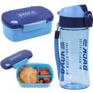 Zestaw Śniadaniowy Bidon Śniadaniówka Free BPA Niebieski [SB4B58]