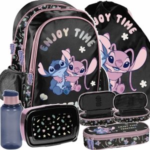 PLECAK STICH SZKOLNY DLA DZIEWCZYNY DO 1 KLASY STITCH i LILO ZESTAW 5 ele