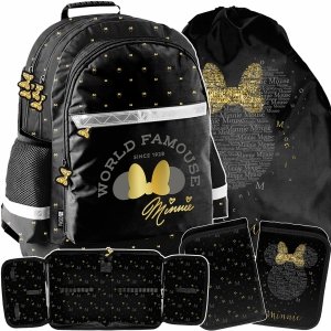 MYSZKA MINNIE PLECAK DISNEY SZKOLNY DO 1-4 KLAS PODSTAWÓWKI KOMPLET 3 elem.