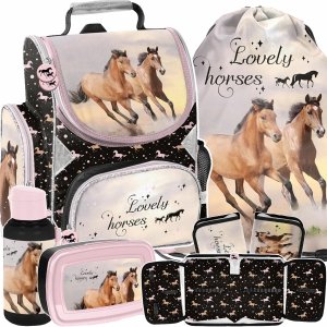 TORNISTER KOŃ KOMPLET 5w1 SZKOLNY Z KONIEM DO 1 KLASY DO PODSTAWÓWKI KONIE