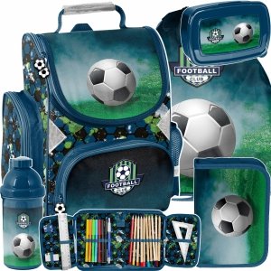 KOMPLET 5w1 PIŁKARSKI TORNISTER SZKOLNY CHŁOPIĘCY DO KLAS 1-4 PIŁKA NOŻNA
