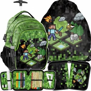 Komplet Minecraft Szkolny Plecak na Kółkach Gamer Paso [PP23XL-997]