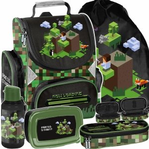 TORNISTER MINECRAFT KOMPLET 5el GRY SZKOLNY GAMING DLA CHŁOPAKÓW DO 1 KLASY