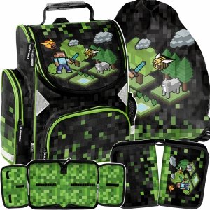 PASO CHŁOPIĘCY TORNISTER DO SZKOŁY MINECRAFT GRA PIKSELE ZESTAW 3w1 GRA