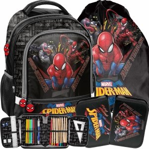 Zestaw 3 ele. Spider Man Szkolny Plecak dla Chłopaków do klas 1-4 [SP22NN-260]