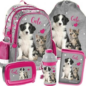 Plecak na Plecy Kot i Pies dla Dziewczyny Szkolny [RLE-081]