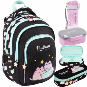 PUSHEEN PASTEL KOMPLET 4elem. MAJEWSKI DLA DZIEWCZYNY PLECAK KOT KOTKI