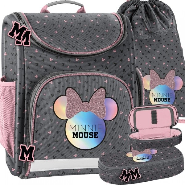 Nowoczesny Tornister do Szkoły Podstawowej Myszka Minnie Komplet 3 ele. [DMNA-524]