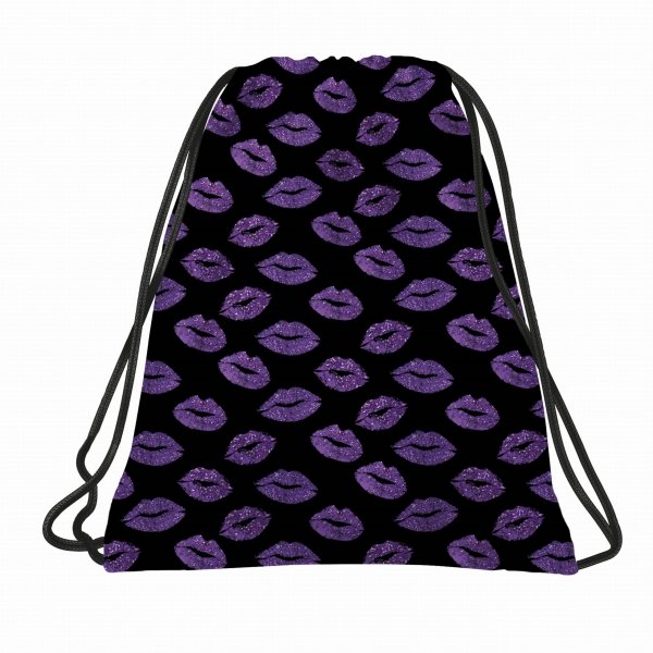 BACKUP PLECAK SZKOLNY MŁODZIEŻOWY DZIEWCZĘCY GLITTER KISS KOMPLET 5w1 USTA
