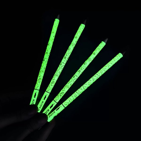 5szt. Ołówek Świecący w Ciemności Okrągły Szkolny Hb z Gumką Kidea [OSCKA]