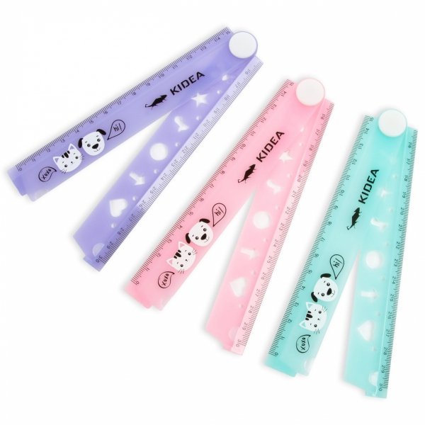 Linijka Składana 30 cm z Szablonami Kidea Plastikowa dla Dzieci [LS30CMSZKA]